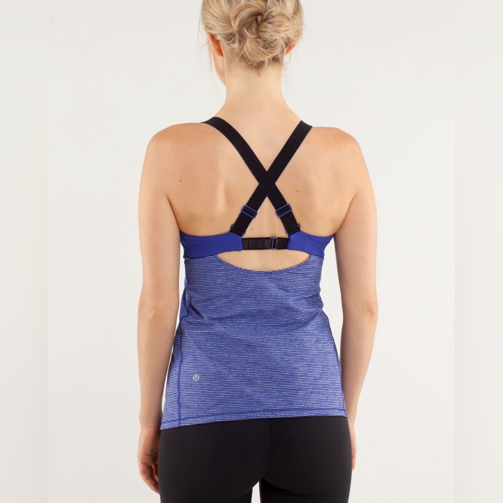 Lululemon Run Catch Me Tank Tonka Stripe Pigment Blue Size 8 EUC